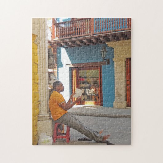 Puzzle Lecture sur la rue à Carthagène Colombie (Vertical)