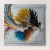 Puzzle L'élégance en contraste, une femme à Haired Courli (Horizontal)