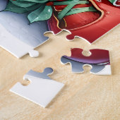 Puzzle L'elfe de Noël endormi avec un chaton calicot (Côté)