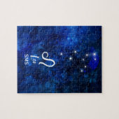 Puzzle Leo Zodiac Constellation bleu foncé Galaxie Monogr (Horizontal)