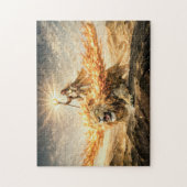 Puzzle Leo Zodiac with Warrior Riding a Fiery Winged Lion (Vertical)
