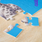 Puzzle Léopard des neiges gris et blanc (Côté)