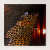 Puzzle Leopard du coucher de soleil (Horizontal)