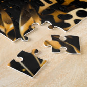 Puzzle Léopard Guépard Noir Or Jungle Safari Feuilles (Côté)
