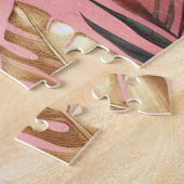 Puzzle Léopard noir et or sur fond rose (Côté)