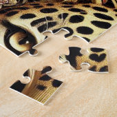 Puzzle Léopard noir et or sur fond rose (Côté)