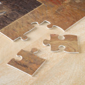 Puzzle Leopard sur Orange et Arrière - plan Brown (Côté)