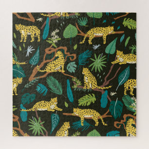 Puzzle Léopards dans la jungle : Vintage sauvage
