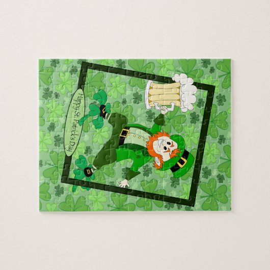 Puzzle Leprechaun + Bière "Bonne Saint Patrick" (Horizontal)