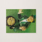 Puzzle Leprechaun excité avec pot d'or (Horizontal)