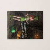 Puzzle Leprechaun Toon Girl à côté du pot d'or (Horizontal)