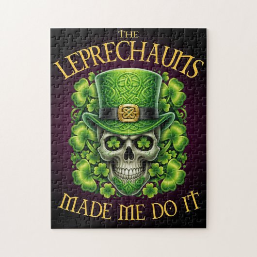 Puzzle Leprechauns Made Me Do It Skull St Patrics Day (Vertical)