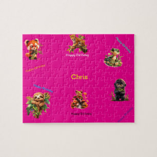 Puzzle Les animaux de la jungle "Joyeux anniversaire"