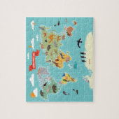 Puzzle Les animaux éducatifs de la carte du monde (Vertical)