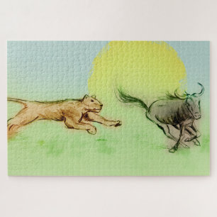 Puzzle Les animaux sauvages chassent dans la nature - Lio