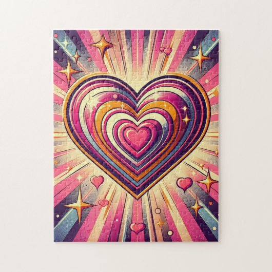 Puzzle les années 70 coeur pop art/Mug de Saint Valentin (Vertical)