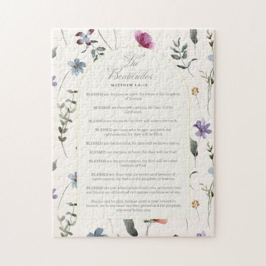 Puzzle Les Béatitudes Matthieu 5:3–12 Écriture florale (Vertical)