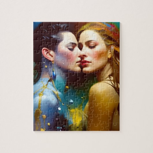 Puzzle Les Beaux Amateurs Lesbiens Peinture Colorée (Vertical)