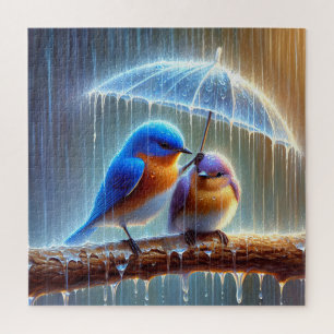 Puzzle Les Bluebirds Sous Un Parapluie