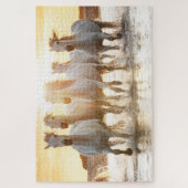 Puzzle Les Chevaux blancs sur la plage au coucher du sole (Vertical)