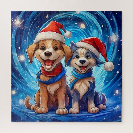 Puzzle Les Chiens Fêtent avec Délice (Vertical)