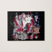 Puzzle Les chiens rouges, blancs et bleus de Pitbull (Horizontal)