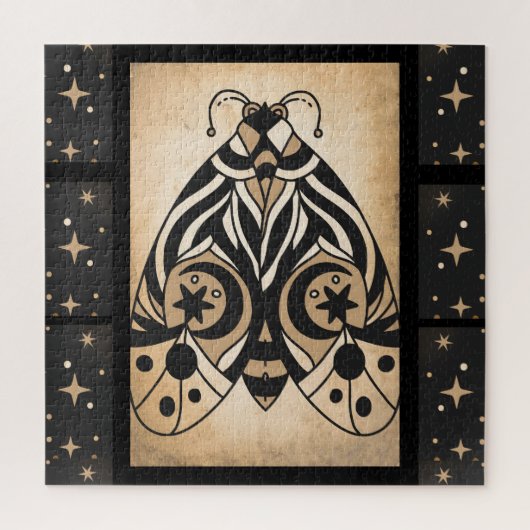 Puzzle Les étoiles noires mystiques d'or éclatent (Vertical)