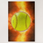 Puzzle Les flammes de balle rapide de softball jaune de S (Vertical)