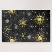 Puzzle Les flocons dorés de Noël sur l'Arrière - plan noi (Horizontal)
