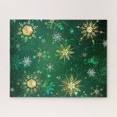 Puzzle Les flocons dorés de Noël sur l'Arrière - plan ver (Horizontal)