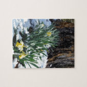 Puzzle Les jonquilles jaunes dans la neige (Horizontal)