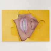 Puzzle Les lèvres du visage Sourire Jaune (Horizontal)
