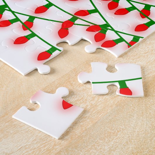 Puzzle Les lumières de Noël vertes et rouges sont frustra (Côté)