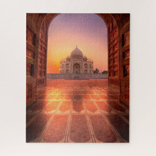 Puzzle Les monuments Taj Mahal, Inde au coucher du sole