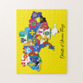 Puzzle Les Oblastes d'Ukraine Drapeaux Carte de l'éducati (Vertical)
