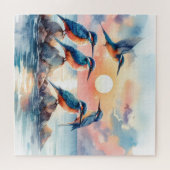 Puzzle Les oiseaux se reposent sur des rochers dans une m (Horizontal)