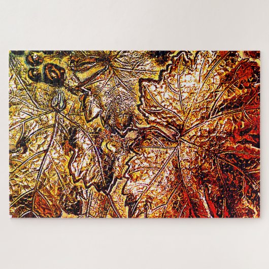 PUZZLE LES PLUS DIFFICILES FEUILLES DE GRAPE ROUGE & OR D (Horizontal)