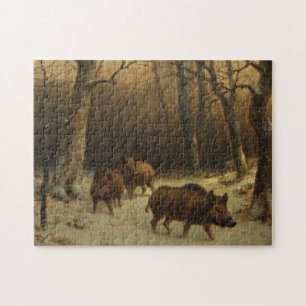 Puzzle Les sangliers dans la neige (par Rosa Bonheur)