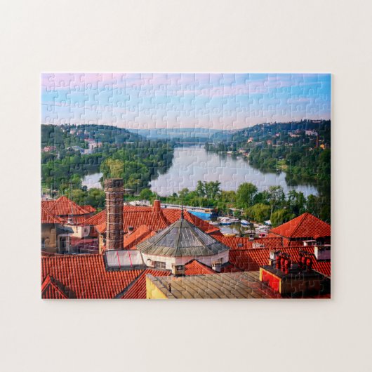 Puzzle Les toits de Prague, Vltava River de Vyšehrad /Tch (Horizontal)