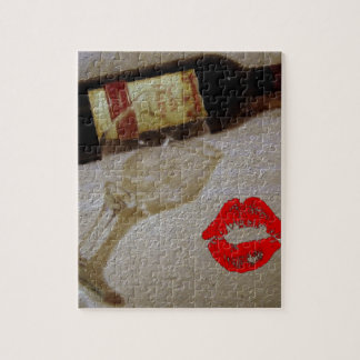 Puzzle Les verres romantiques de vin rouge de baiser I
