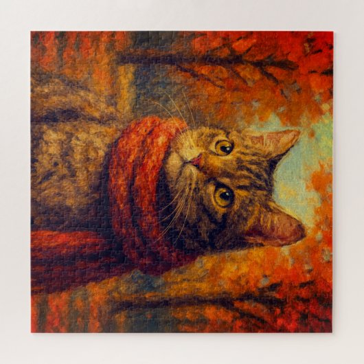 Puzzle Les Whiskers d'automne Un Chat Cosy dans la brise (Horizontal)