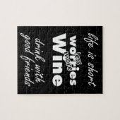 Puzzle Less Worries More Wine Drink Wine with Friends (Horizontal)