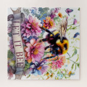 Puzzle Let It Bee – Watercolor Bumblebee Spring Floral  (Horizontal)