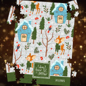 Puzzle Let it Snow Cute Reindeer Pattern with Green