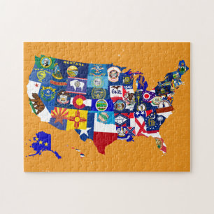 Puzzle L'état de carte des Etats-Unis marque la mosaïqu