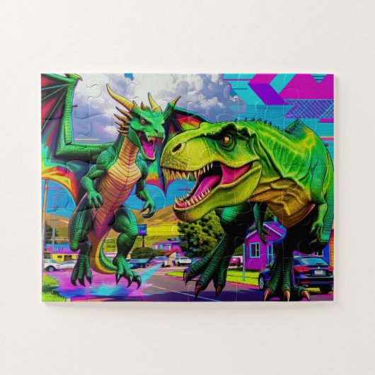 Puzzle Lets Play - Green Dragon and Dinosaur (Horizontal)