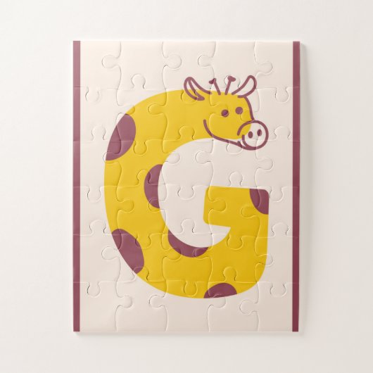 Puzzle Letter "G" Giraffe Alphabet Art (Vertical)