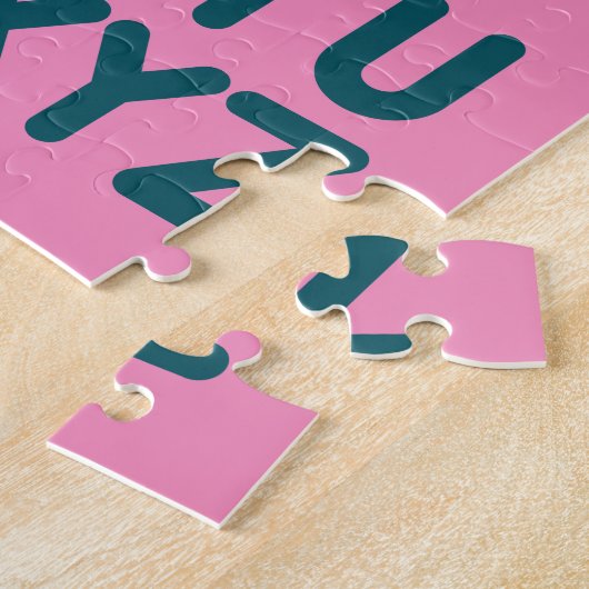 Puzzle Lettre alphabet simple en rose (Côté)