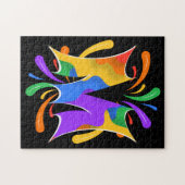 Puzzle Lettre arc-en-ciel M Monogramme Abstrait (Horizontal)