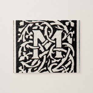 Puzzle Lettre Art Nouveau M Monogramme Vintage